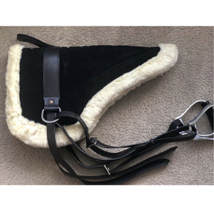 Almohadilla de montura sintética premium para equitación sin silla, con estribos, forro polar, relleno de fieltro, gamuza marrón de alta calidad para equitación western. - Product Image 4