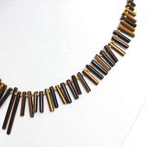 Collar de cuentas de ojo de tigre en forma de barra al por mayor para hombres y mujeres, collar de cuentas de piedra de ojo de tigre amarillo para joyería de moda. - Product Image 4