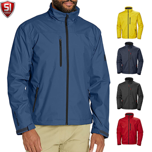 Men Softshell <b>Jacket</b> Stand Collar <b>Thin</b> Lightweight <b>Waterproof</b> Windproof Breathable Zip-Up Front Logo Vintage Solid Casual - Product Image 3
