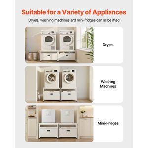 Supporto per Lavatrice e Asciugatrice con Vassoio Estraibile, Altezza 22,6 Pollici, 29 x 29 Pollici, Capacità di Carico 800 Libbre, Spazio per Cesti e Contenitori - Product Image 2