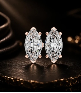 Pendientes de Diamantes Cultivados en Laboratorio con Corte Marquesa, Chapados en Rodio, Oro de 14K, Aspecto de Perla, Joyería de Lujo Moderna para Mujer - Product Image 3