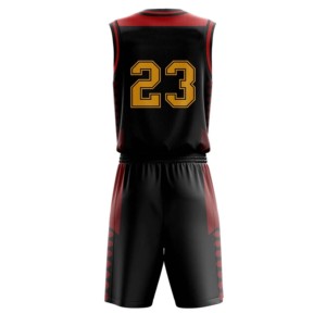 Ensemble de maillot de basket-ball noir et rouge pour homme, sans manches, col en V, sublimé, numéro 23, uniforme athlétique respirant, toutes saisons - Product Image 3