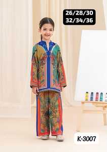 Salwar Kameez Tradicional para Niñas, Algodón con Estampado Floral, Corte Holgado, Largo hasta el Tobillo, K-3030, India Pakistán, Ropa Casual - Product Image 6