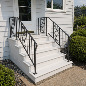Barandilla Decorativa de Hierro Negro con Diseño de Espiral para Escaleras Exteriores, Pasamanos para Entrada de Casa, Panel de Valla - Product Image 1