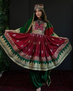 Nouvelles Robes Kuchi Afghanes à Motifs Mixtes pour Acheteurs Mondiaux, Manches Longues, Style Tribal Vintage Ethnique, en Chiffon Brodé à la Main - Product Image 4