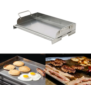 Plaque de cuisson BBQ en métal avec poignées, plaque de cuisson plate pour hamburgers, bacon et viandes - Product Image 5