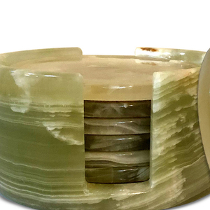 Ensemble de 6 sous-verres en onyx pour cuisine moderne de luxe avec support, pierre naturelle lourde, cadeau pour la maison - Product Image 6