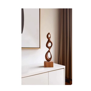 Sculpture abstraite en bois, décoration artistique minimaliste pour table, forme irrégulière, artisanat en bois fait main pour le salon - Product Image 2