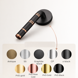 Modern Brass Lever Door <b>Handle</b> Set Matte Black Finish with Gold <b>Copper</b> Accent Rings | Interior Door Hardware Premium Quality - Product Image 5