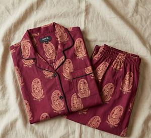 Conjunto de Pijama para Mujer, Tejido Térmico Suave, Color Rojo, Estampado a Mano, 100% Algodón, para Verano - Product Image 4
