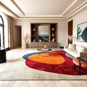Tapis décoratif de luxe, design abstrait à blocs de couleur, en laine, tapis naturel d'intérieur, décoration de la maison, meilleur prix, tapis abstrait moderne aux couleurs vives - Product Image 1