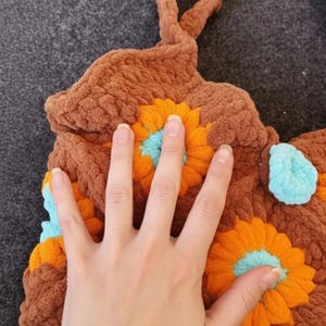 High on Demand Floral Crochet Shoulder Bag with <b>Square</b> Motifs Elegant Bohemian Style Crochet Handbag Available For Sale - Product Image 6