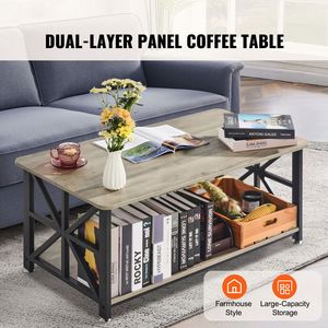Tavolino da Caffè Rettangolare Stile Fattoria da 40 Pollici con Vano Portaoggetti Sollevabile, Tavolo da Cocktail Rustico in Legno per Soggiorno, Set Incluso - Product Image 2