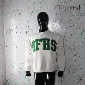 OFHS ASH GREY <b>Mock</b> <b>Neck</b> Sweatshirt 100% GREEN Applique Embroidery wide <b>neck</b> Sweatshirt Finer Threads - Product Image 1