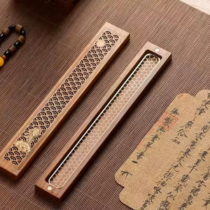 Boîte diffuseur d'encens en bois, brûleur d'arômes artisanal en bois, design fumé - Product Image 5