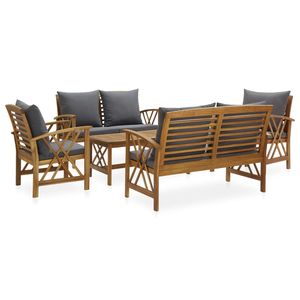 Conjunto de Muebles de Jardín de Madera de Acacia Sólida Gris Oscuro con Asientos Medianos, Muchos Conjuntos de Jardín - Product Image 1