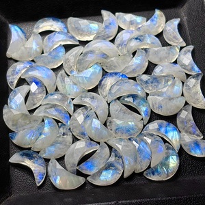 Piedra de Luna Arcoíris Natural en Forma de Luna, Gema Suelta con Destello Azul, Cristal Facetado para Joyería - Product Image 2