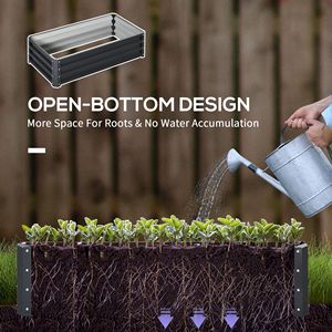 Galvanized Metal <b>Planter</b> <b>Box</b> 4 X 2 X 1 Raised Garden Bed for Growing Vegetables Flowers Herbs Succulents Gray - Product Image 5