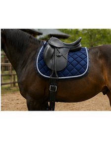 Tapis de selle d'équitation bleu marine personnalisé avec logo, respirant, matelassé, antidérapant - Product Image 5
