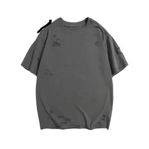 เสื้อยืดผ้าแคนวาสทรงหลวม คอโอ แขนสั้น ลายขาดรุ่ย สไตล์สตรีทแวร์ เป็นมิตรต่อสิ่งแวดล้อม แห้งเร็ว ใส่สบาย - Product Image 4