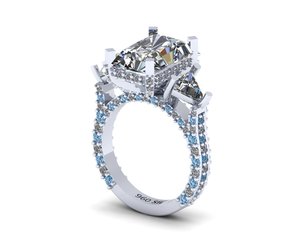 Anillos de oro y plata de alta calidad para mujer con moissanita redonda radiante de tres puntas, piedra de color CVD, CZ de 9 quilates, VVS2 D VS1 premium - Product Image 3