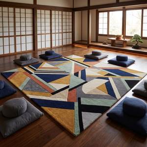Tapis de luxe en mélange de soie et de laine tufté à la main, doux, brillant et chatoyant, pour salle à manger formelle - Product Image 6