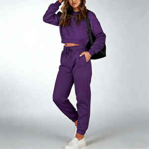 Custom Vintage Sun Faded Fleece French Terry Drop Shoulder Heavyweight Oversized Short Waterproof 100% Cotton Tracksuit <b>Women</b> - Product Image 5