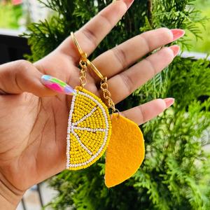 Handcrafted Beaded Fruit <b>Bag</b> <b>Charm</b> Watermelon Lemon Keychain Colorful Pendant Tassel <b>Charm</b> Keyring Gift Accessory Women - Product Image 4