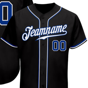 Men Black Royal White Baseball Jersey Button Front Team Shirt Performance <b>Athletic</b> Practice Game Uniform Lightweight Wear - Product Image 2