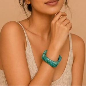 กำไลข้อมือเรซิ่นทำมือ FAIZA CRAFT สีเขียวอมฟ้า รูปทรงกลม เครื่องประดับแฟชั่นสำหรับผู้หญิง รุ่น FC-7179 - Product Image 1
