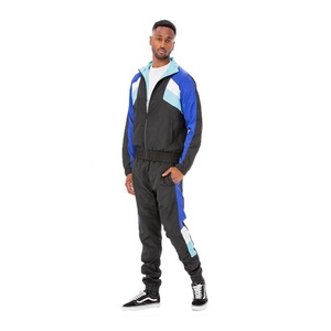 Ensemble de survêtement athlétique deux pièces pour homme, veste coupe-vent à capuche zippée colorblock avec pantalon de survêtement assorti, tenue d'entraînement légère - Product Image 6