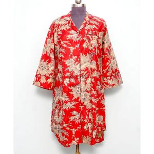 Ensemble robe moulante bohème en coton pour femme, longueur genou, avec chemise imprimée florale, taille naturelle, boutons tissés, nettoyage à sec - Product Image 1