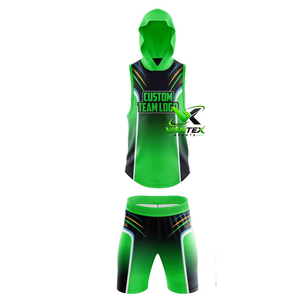 Ensemble de maillot et short de basket-ball à capuche pour homme Vantex Sports, 100% polyester, jaune et noir, sublimé - Product Image 3