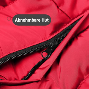 Red Puffer Jacket With Faux <b>Fur</b> Hood Zipper Closure Winter Coat Men Casual Thick Insulated Outerwear - Product Image 3