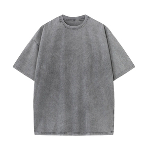 T-shirt pour homme 100% coton, délavé à l'acide, coupe oversize, épaules tombantes, grammage lourd 200 GSM, effet délavé à la pierre - Product Image 3