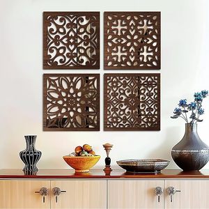 Panneau mural décoratif moderne en bois découpé au laser avec insert en verre, épaisseur personnalisable, pour salon et décoration intérieure - Product Image 3