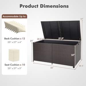 Caja de almacenamiento exterior de 175 galones con ruedas universales y forro con cremallera - Product Image 5