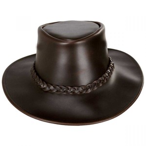 Chapeau de cowboy occidental unisexe en cuir pleine fleur, style Outback, à large bord, résistant à l'eau, décontracté, pour les voyages en plein air, 4 saisons - Product Image 2