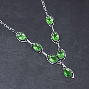 Collar de Amatista Verde Personalizado, Superventas, Plata de Ley 925, Joyería de Piedras Preciosas Hecha a Mano, Regalo Elegante y Lujoso para Mujer, Boda - Product Image 1