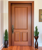 Puerta Exterior de Madera Clásica Minimalista Moderna, Marcos de Madera Sólida, Acabado Natural, Aislamiento Térmico, Apertura Lateral, Puerta Doble