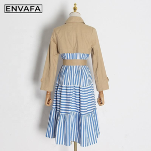 Chaqueta Cortavientos Transpirable Personalizada con Logotipo, Abrigo Largo con Cinturón y Doble Botonadura para Mujer, Estilo Coreano con Parches - Product Image 2