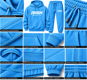 Ensemble jogging et sweat à capuche en polaire bleu pour homme avec poches – Tenue décontractée de sport - Product Image 5
