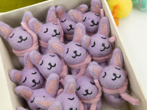 Wholesale Handmade Wool Felt Purple Easter Bunny for Garland, Hanging Ornament and Seasonal Decor - Product Image 5