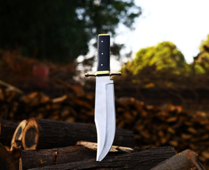 Couteau de chasse artisanal en acier au carbone, lame fixe, pointe tombante, manche en bois, garde en laiton, couteau de survie, vente en gros OEM - Product Image 2