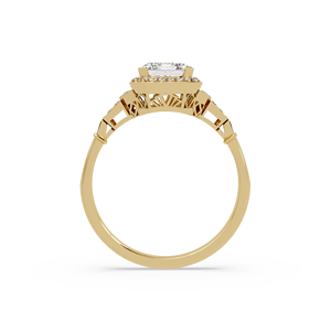 Anillos de lujo con certificado IGI, diamante de laboratorio de corte esmeralda de 1.00 ct, anillo halo en oro amarillo de 14K, anillo de compromiso, anillo de boda, regalos. - Product Image 3