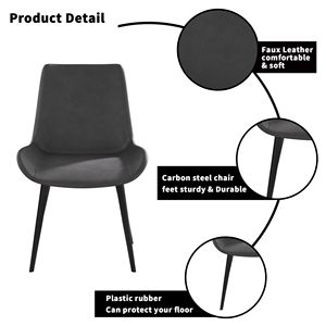 Set di 4 Sedie da Pranzo Moderne Grigie con Gambe in Metallo Nero per Soggiorno, Arredamento Elegante per la Casa - Product Image 4