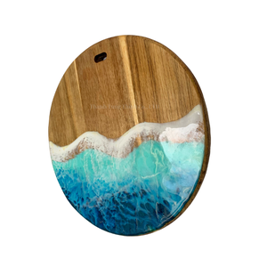 Modern Wood Resin <b>Coaster</b> Irregular Shape Blue Ocean Design Non Slip <b>Table</b> Mat Pad - Product Image 6