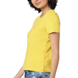 T-shirts pour femmes en gros avec impression de logo OEM, T-shirts personnalisés pour femmes, 100% coton, coupe ajustée décontractée, tee-shirt pour femmes - Product Image 2