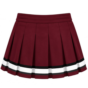 Jupe plissée sublimée bordeaux et blanc pour cheerleading, bas de tenue d'équipe athlétique, vêtements d'entraînement sportif, performance et compétition - Product Image 2