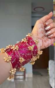 Quality Women's Kashmiri Chudiyan <b>Bangles</b> With Beautiful Hanging Custom Made Traditional Churian <b>Set</b> Women Small changes o - Product Image 6